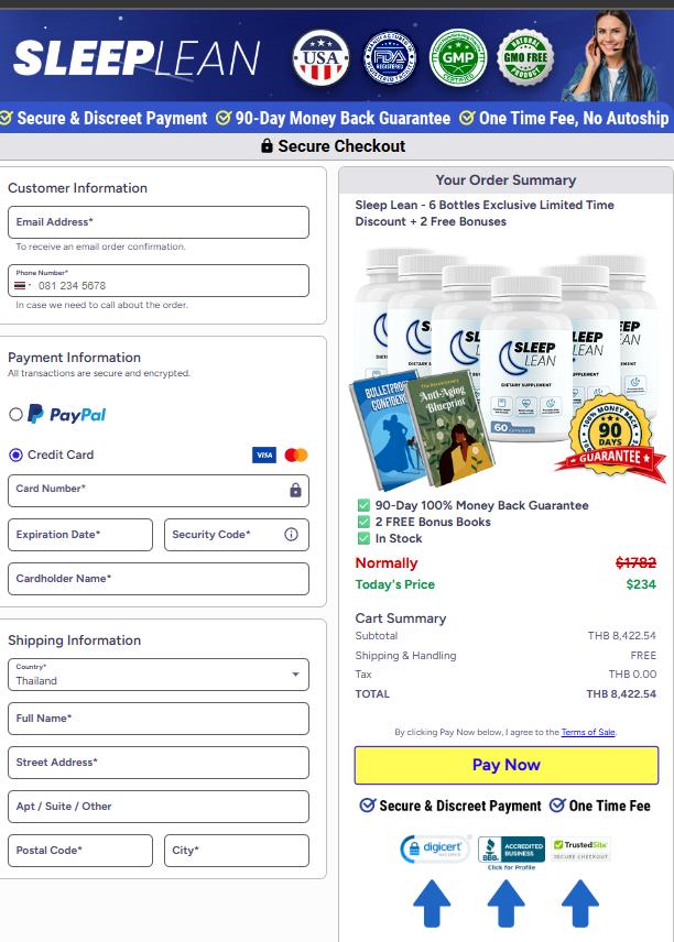 Sleep Lean Official Website Secure Order Page